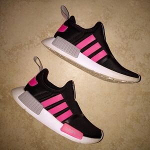 adidas Kids Black & Hot Pink Slip-On Athletic Sneakers